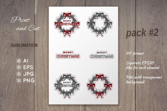 2 Christmas Wreath Sublimation Sticker: A Versatile Design Resource for Holiday Projects