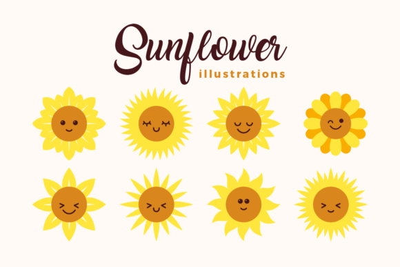 Cute Sunflower Vector Set