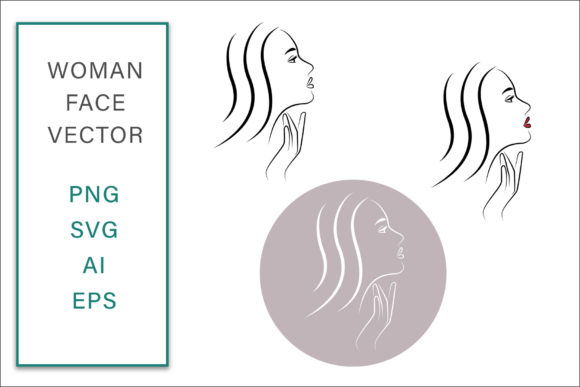 Feminine Face Vector Lineart