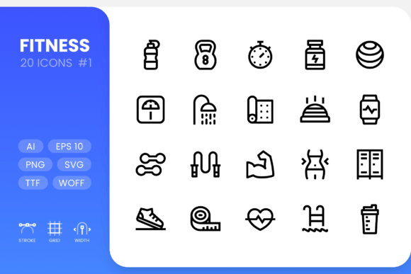 Fitness Line Icons: 20 SVG, PNG, AI & EPS Fitness Icons for Web and Apps