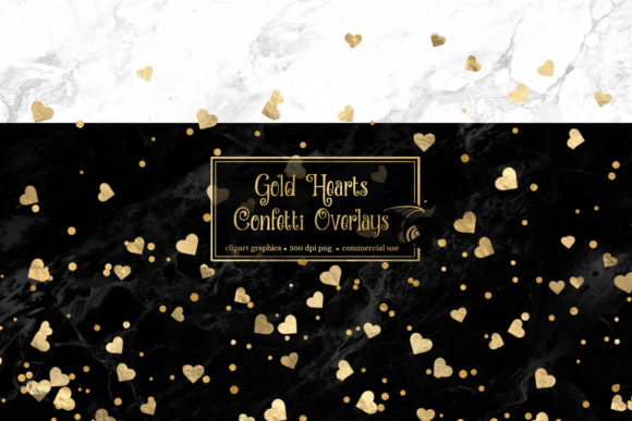 Gold Hearts Confetti Overlays: A Touch of Elegance for Creative Projects