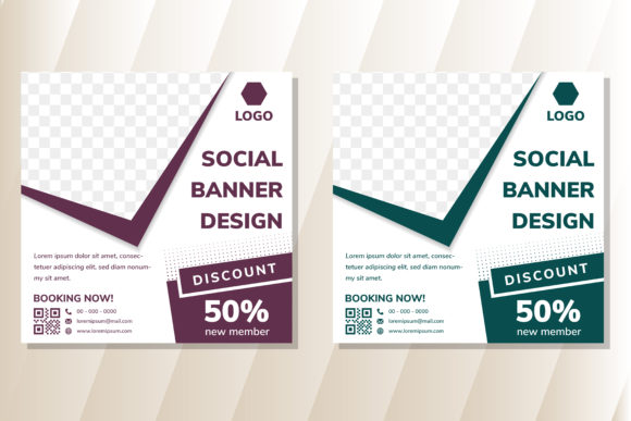 Green Purple Square Banner Flat for Social Media and Digital Marketing
