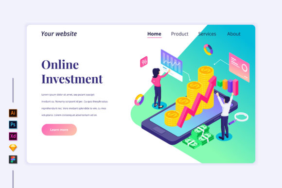 Isometric Online Investment Landing Page: A Modern Design Concept for Financial Success