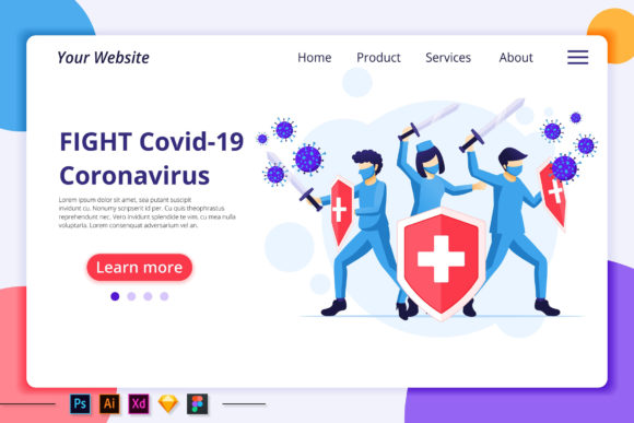 People Fight with Virus Landing Page
