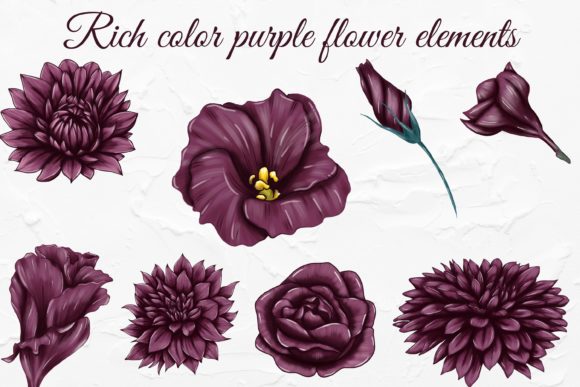 Purple Yellow Elegant Digital Flower