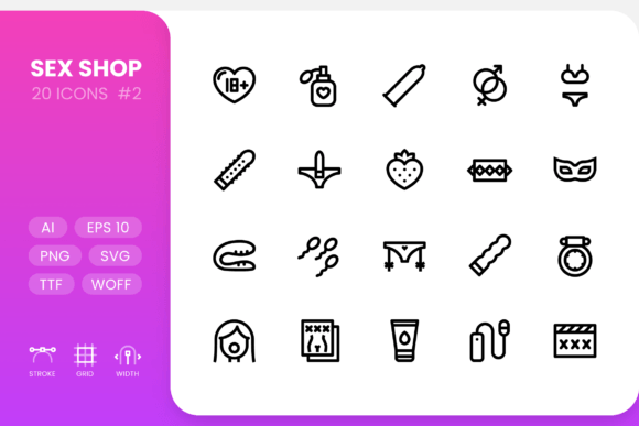 Sex Shop Line Icons: Simple, Professional Design