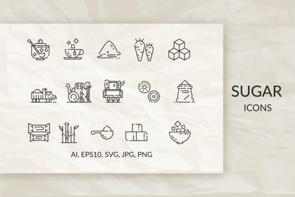 Sugar. Set of Linear Icons